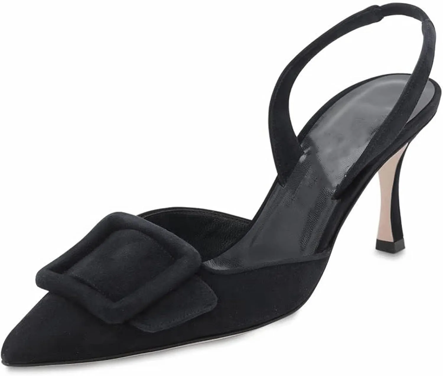 Divanne Slingback Pumps, Women's Pointed Toe Stiletto Pumps Buckle High Heeled Sandals Office Lady Casual Party Wedding Shoes