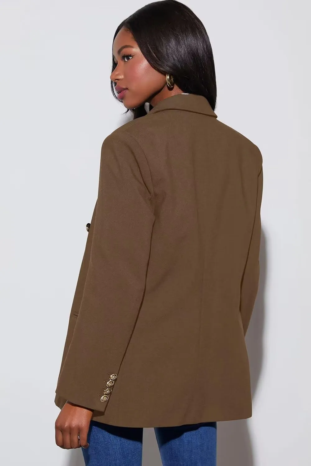 Dokotoo Womens Double Breasted Blazer Jackets Casual Blazers Open Front Long Sleeve Lapel Collar Work Office Jackets Blazer