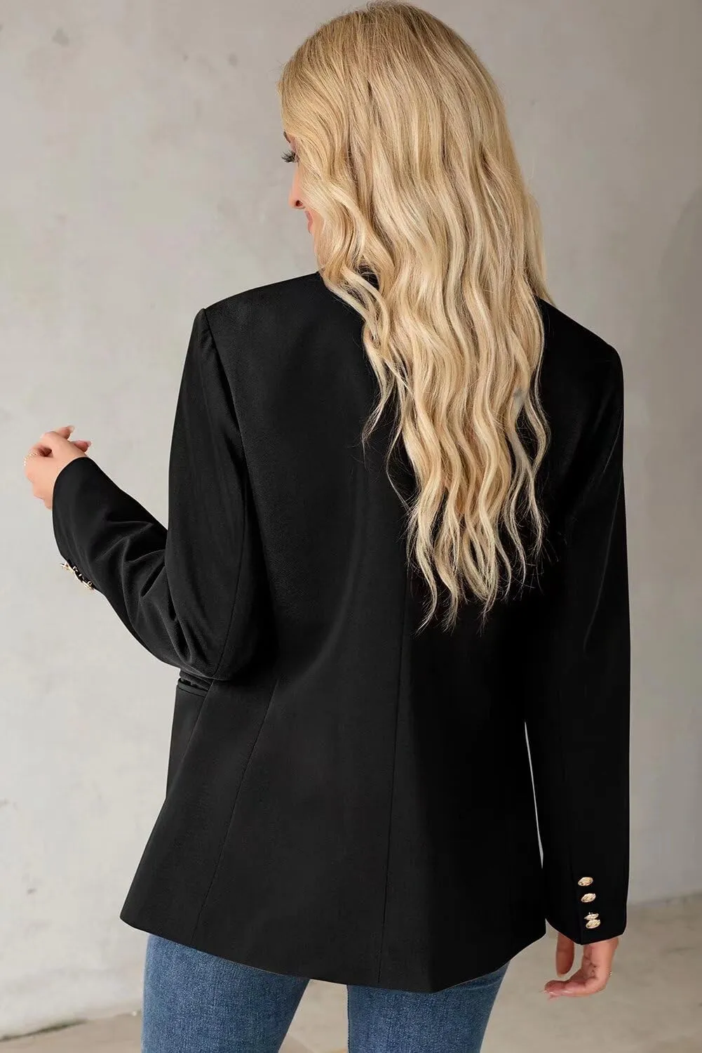 Dokotoo Womens Double Breasted Blazer Jackets Casual Blazers Open Front Long Sleeve Lapel Collar Work Office Jackets Blazer