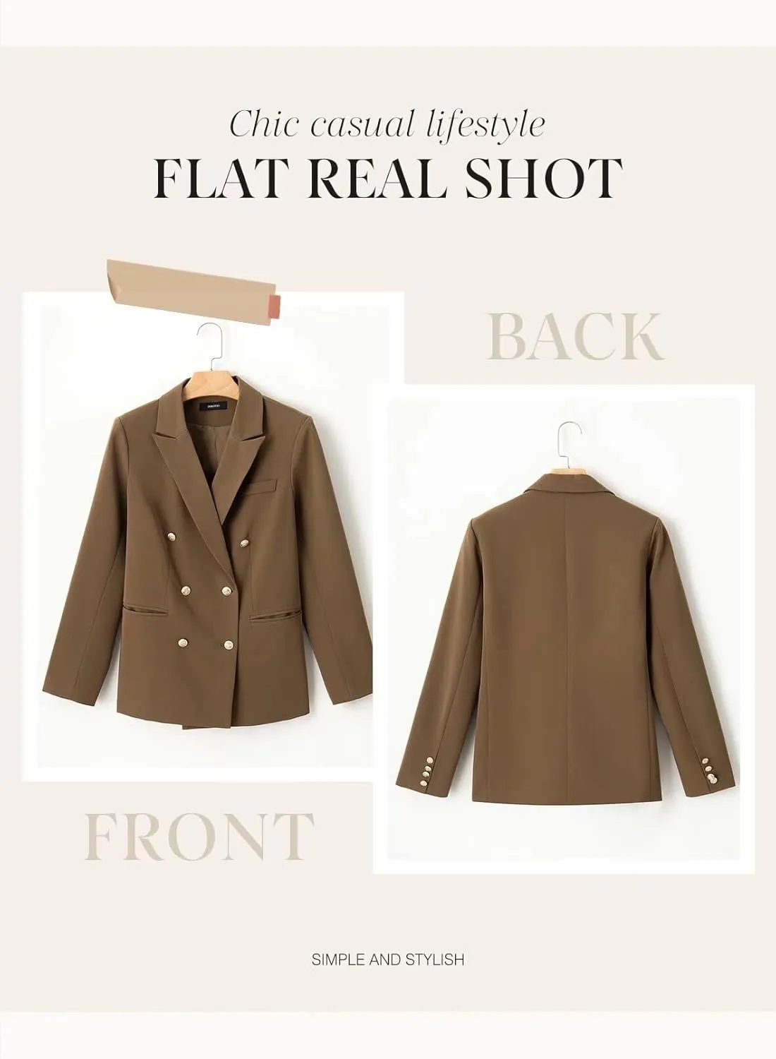Dokotoo Womens Double Breasted Blazer Jackets Casual Blazers Open Front Long Sleeve Lapel Collar Work Office Jackets Blazer