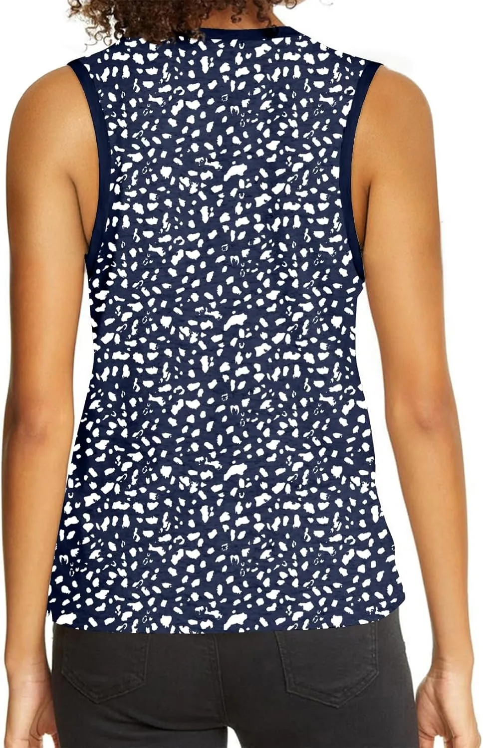 Dokotoo Womens Leopard Print Tank Tops Crewneck Sleeveless Summer Casual T-Shirts Blouses