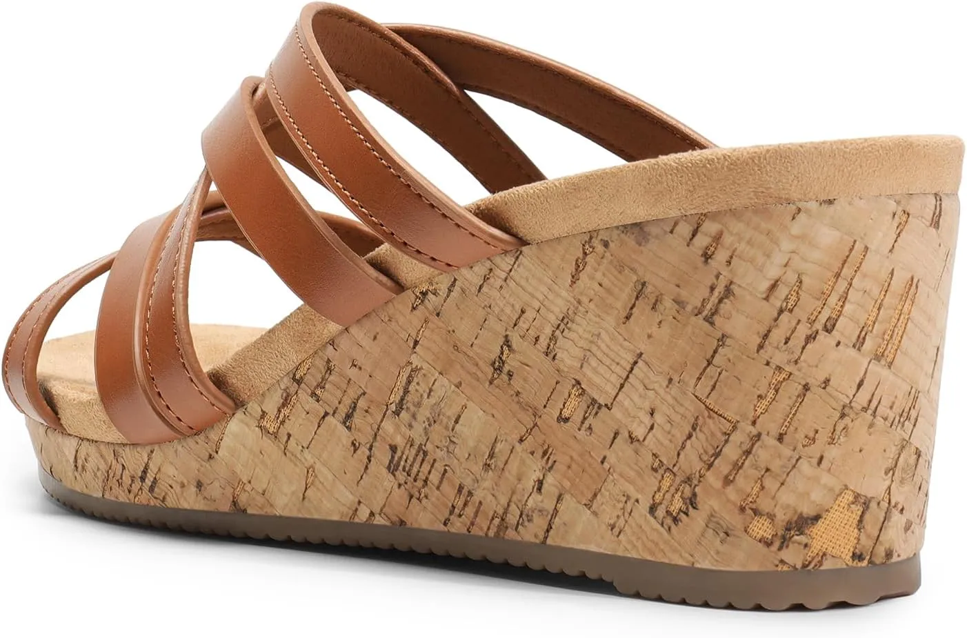 DREAM PAIRS Dressy Wedge Sandals for Women Casual Summer, Comfort Cork Strappy Platform Slides Sandals