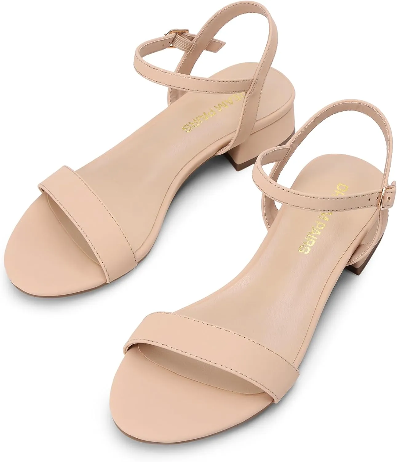 DREAM PAIRS Women Black White Nude Clear Sandals Low Heel Dressy Sandals Ankle Strap Open Toe Chunky Block Heeled Summer Classic Comfortable Flat Shoes