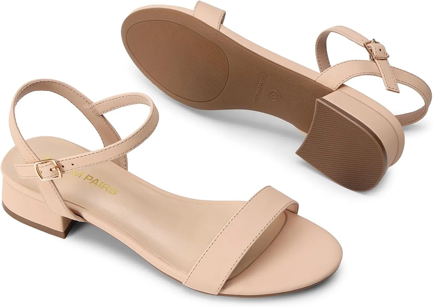 DREAM PAIRS Women Black White Nude Clear Sandals Low Heel Dressy Sandals Ankle Strap Open Toe Chunky Block Heeled Summer Classic Comfortable Flat Shoes