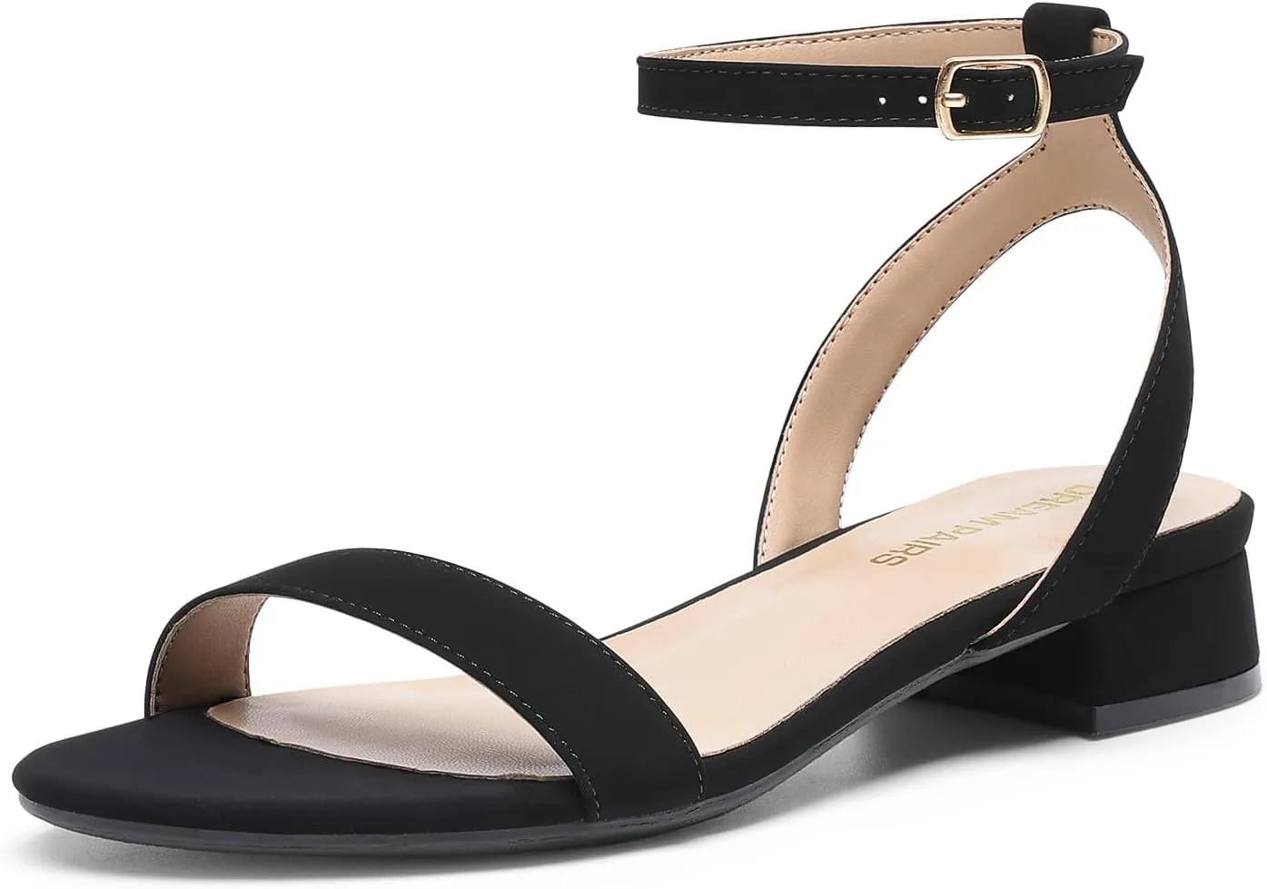 DREAM PAIRS Women Black White Nude Clear Sandals Low Heel Dressy Sandals Ankle Strap Open Toe Chunky Block Heeled Summer Classic Comfortable Flat Shoes