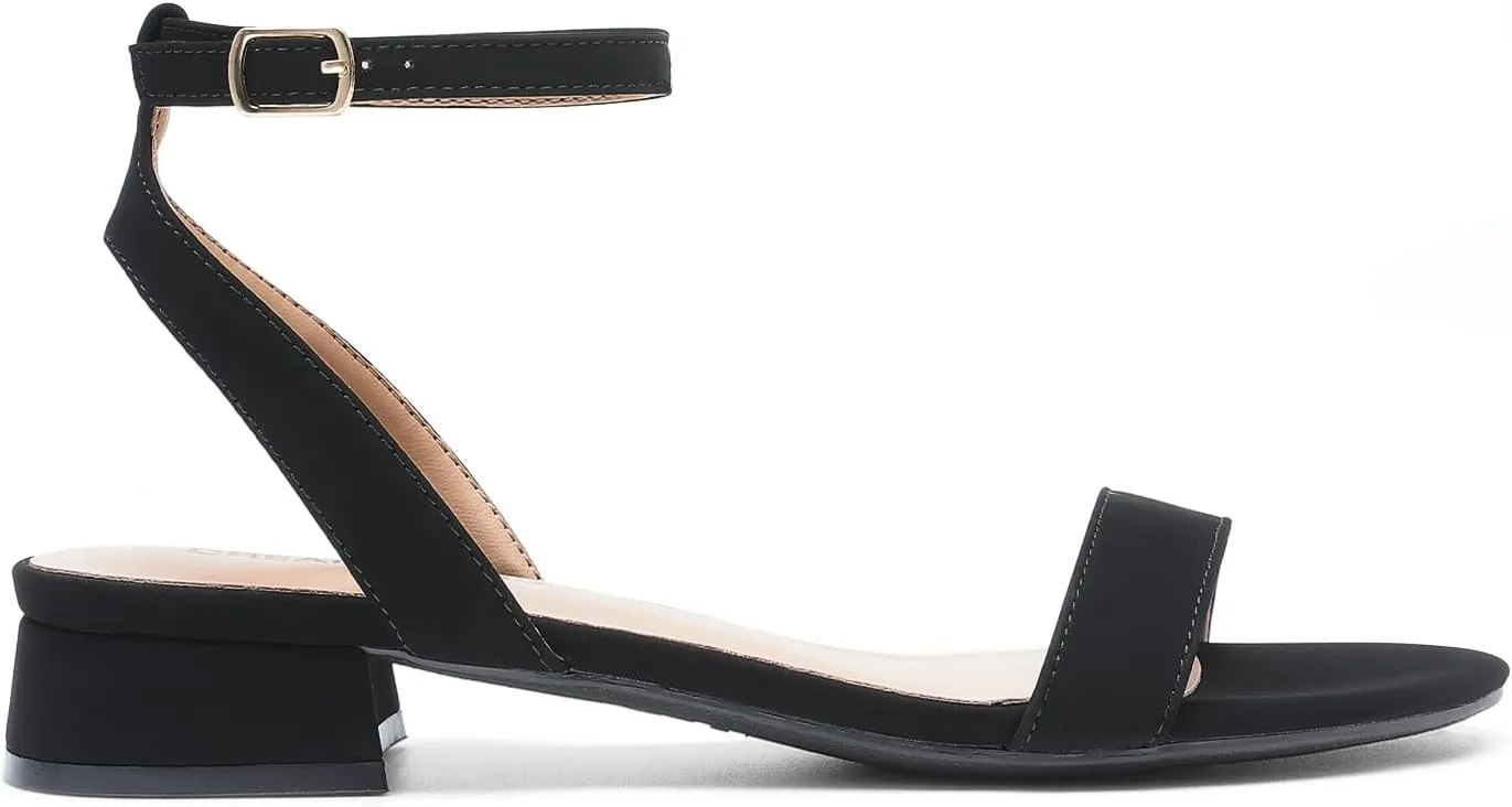 DREAM PAIRS Women Black White Nude Clear Sandals Low Heel Dressy Sandals Ankle Strap Open Toe Chunky Block Heeled Summer Classic Comfortable Flat Shoes