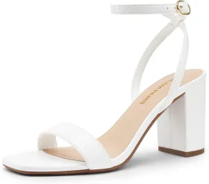 DREAM PAIRS Women's Chunky Heels Square Open Toe Ankle Buckle Strappy Block Heeled Sandals for Party Wedding Daily