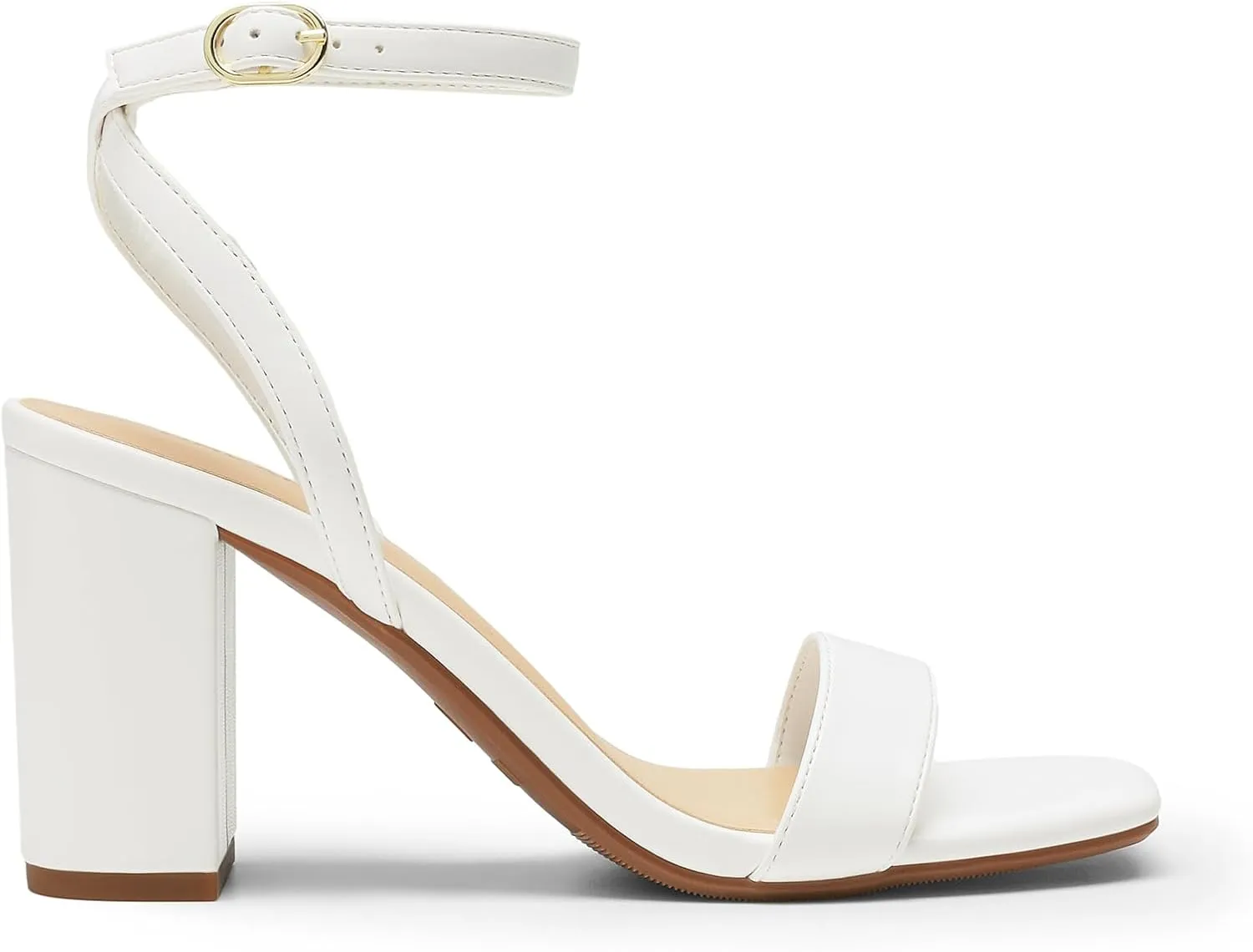 DREAM PAIRS Women's Chunky Heels Square Open Toe Ankle Buckle Strappy Block Heeled Sandals for Party Wedding Daily