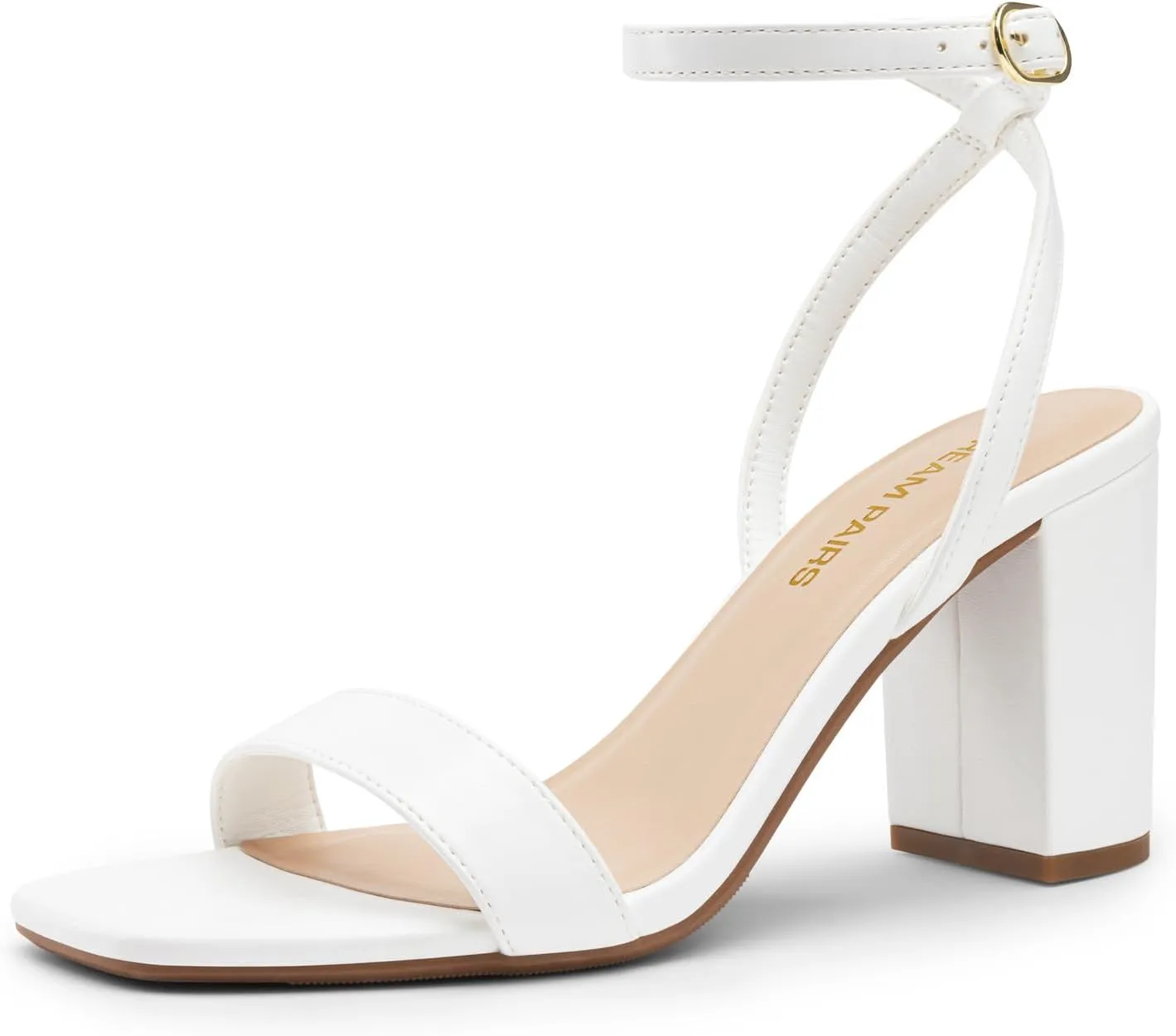 DREAM PAIRS Women's Chunky Heels Square Open Toe Ankle Buckle Strappy Block Heeled Sandals for Party Wedding Daily