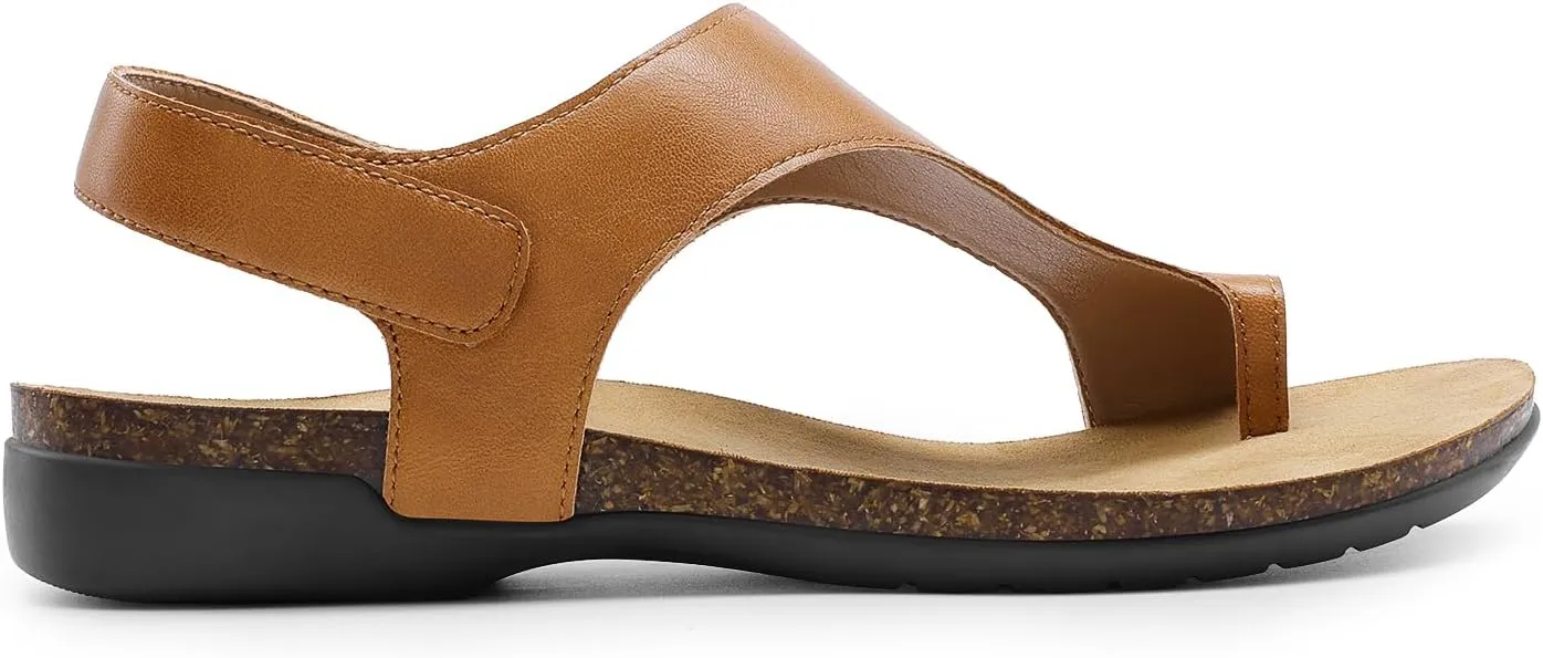 DREAM PAIRS Women's Comfortable Cork Footbed Arch Support Sandals Casual to Dressy Thong Walking Flat Sandals for Summer