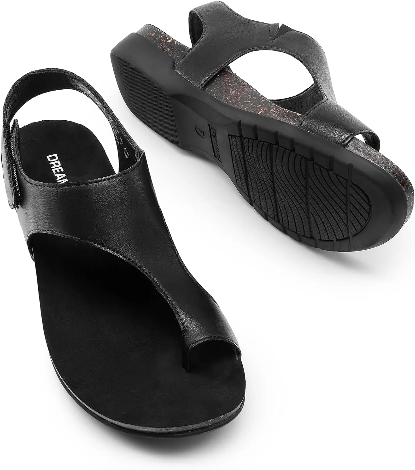 DREAM PAIRS Women's Comfortable Cork Footbed Arch Support Sandals Casual to Dressy Thong Walking Flat Sandals for Summer