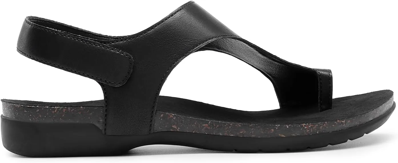 DREAM PAIRS Women's Comfortable Cork Footbed Arch Support Sandals Casual to Dressy Thong Walking Flat Sandals for Summer