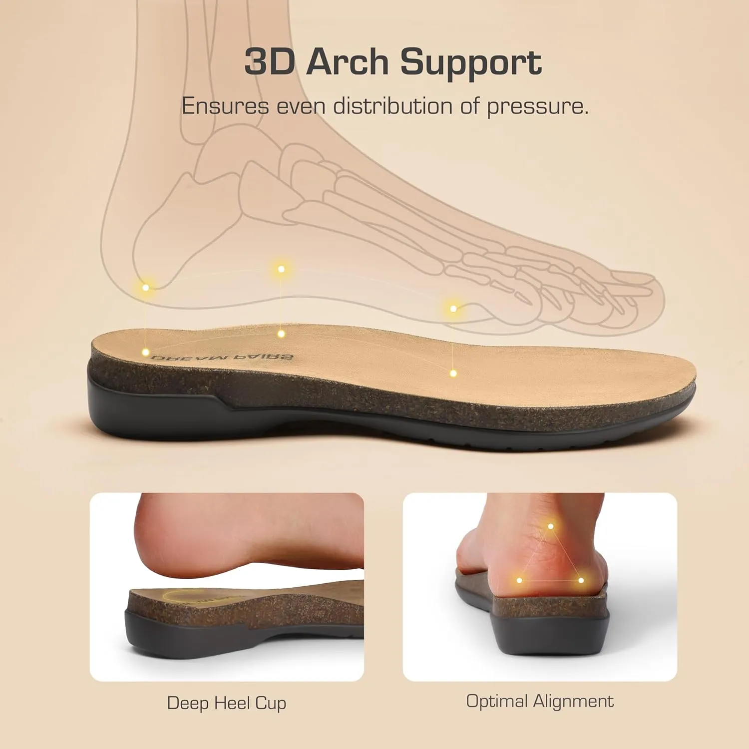 DREAM PAIRS Women's Comfortable Cork Footbed Arch Support Sandals Casual to Dressy Thong Walking Flat Sandals for Summer
