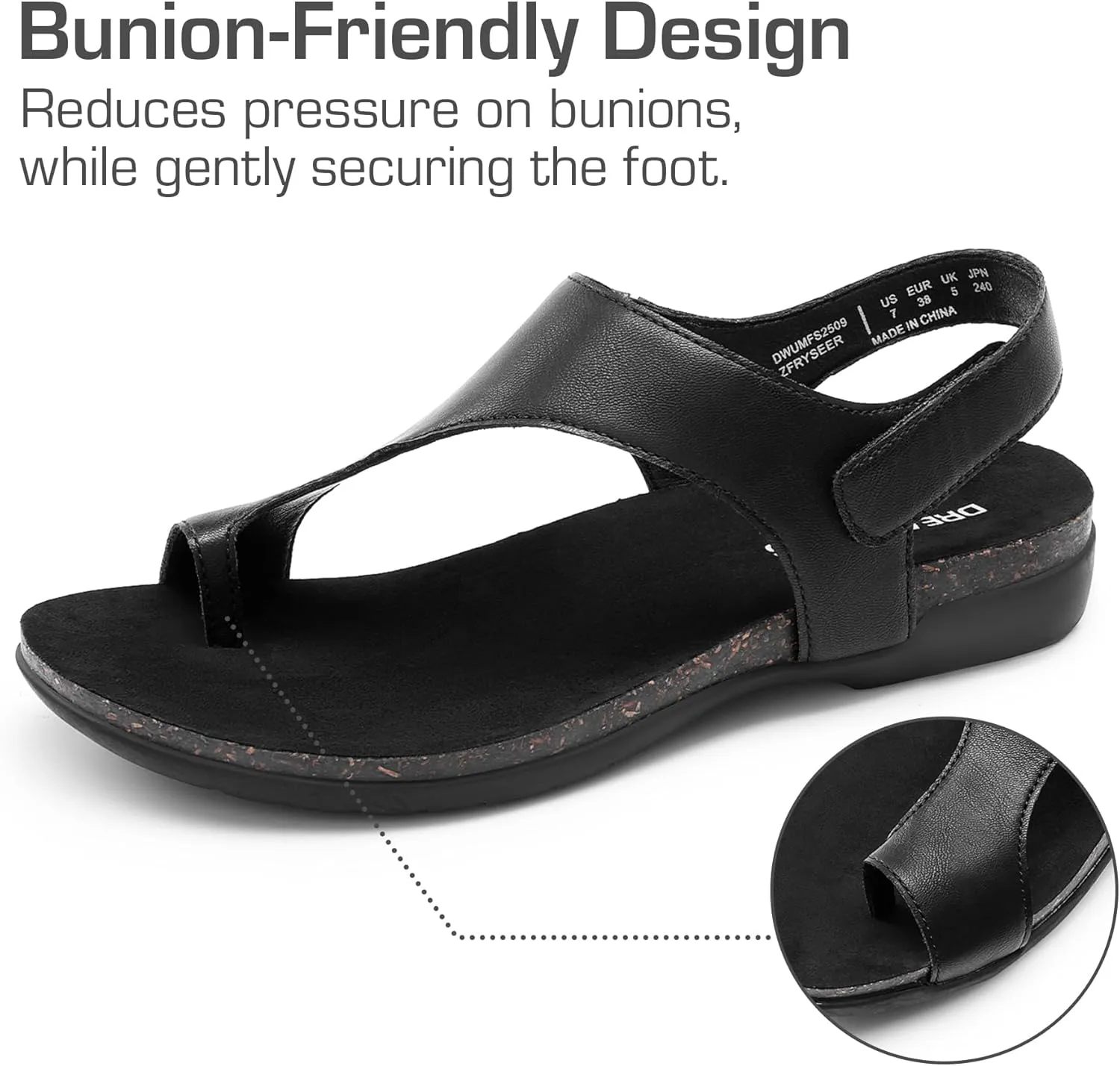 DREAM PAIRS Women's Comfortable Cork Footbed Arch Support Sandals Casual to Dressy Thong Walking Flat Sandals for Summer