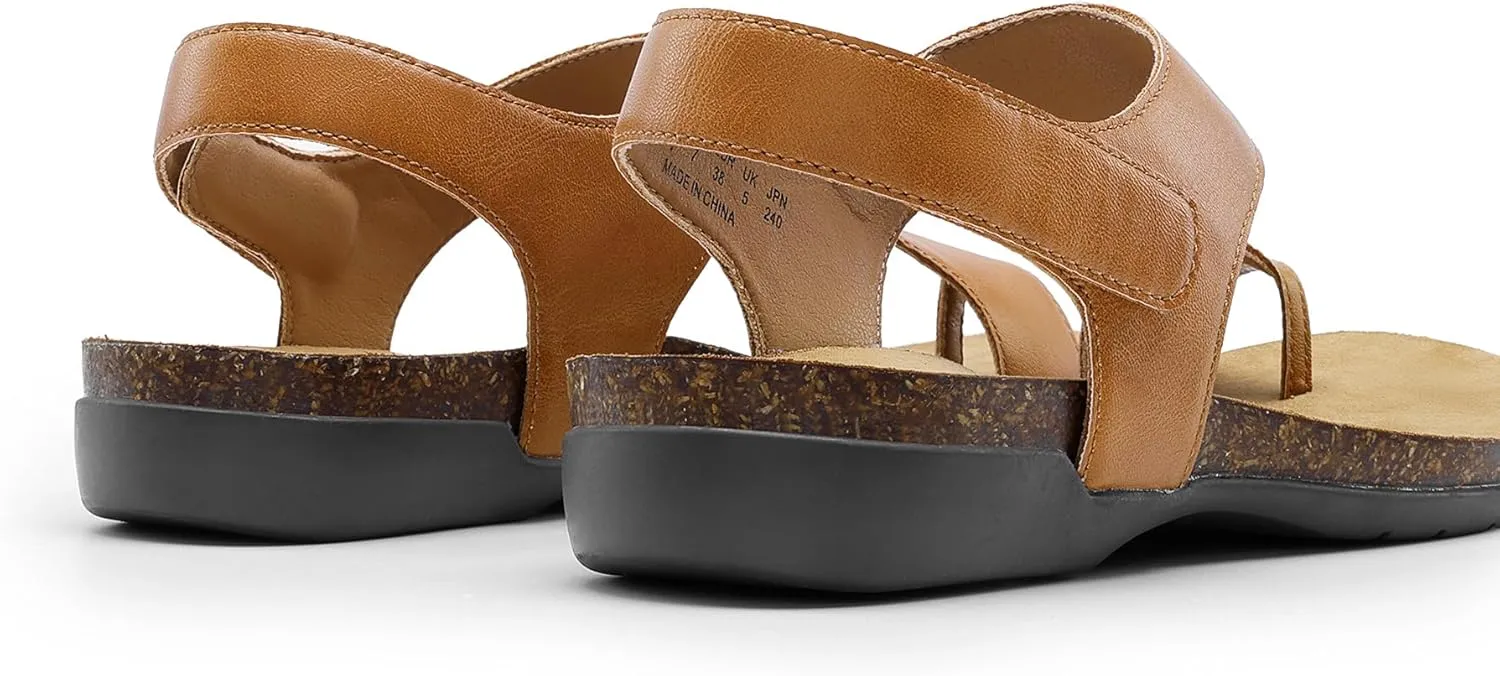 DREAM PAIRS Women's Comfortable Cork Footbed Arch Support Sandals Casual to Dressy Thong Walking Flat Sandals for Summer