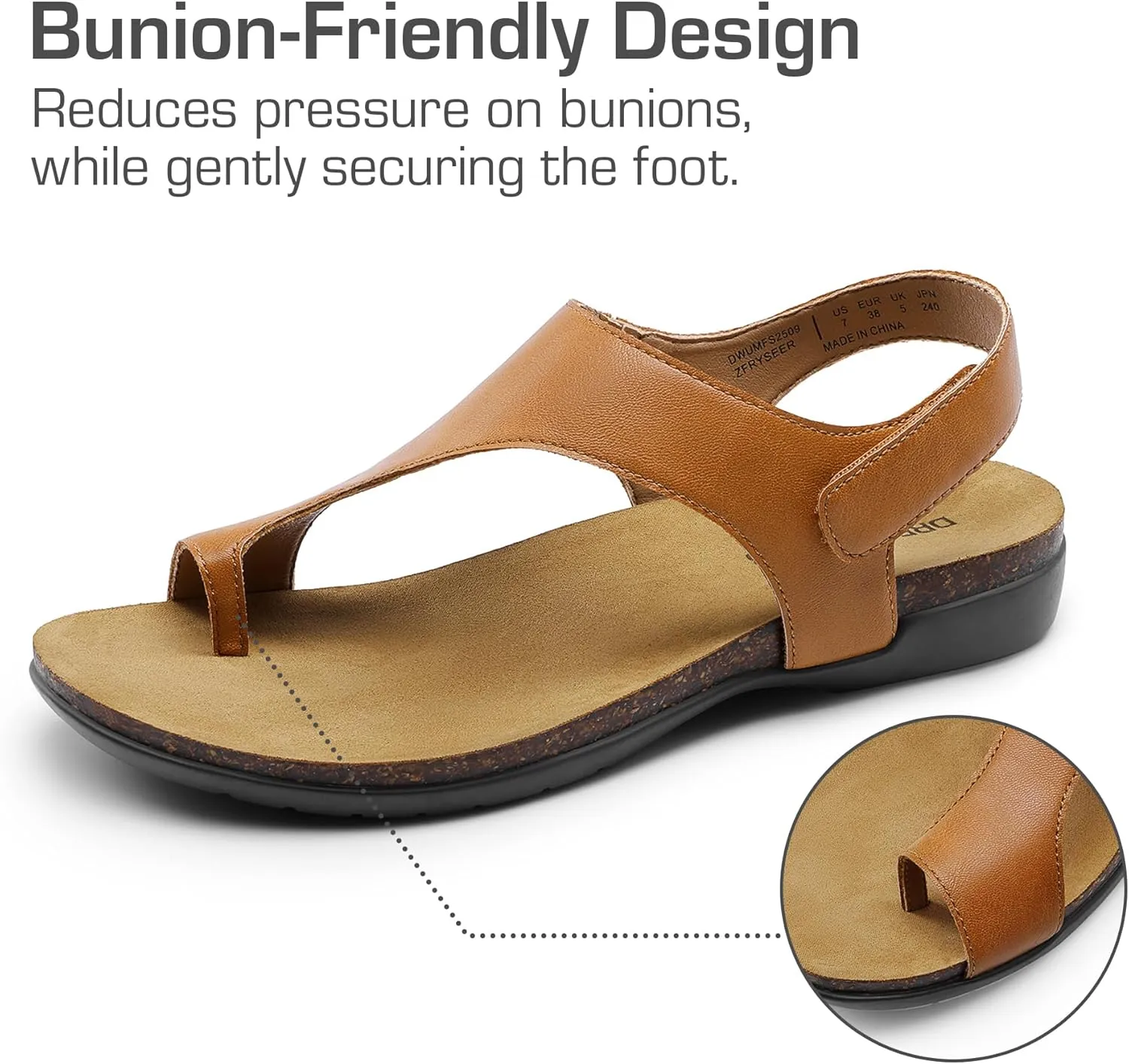 DREAM PAIRS Women's Comfortable Cork Footbed Arch Support Sandals Casual to Dressy Thong Walking Flat Sandals for Summer