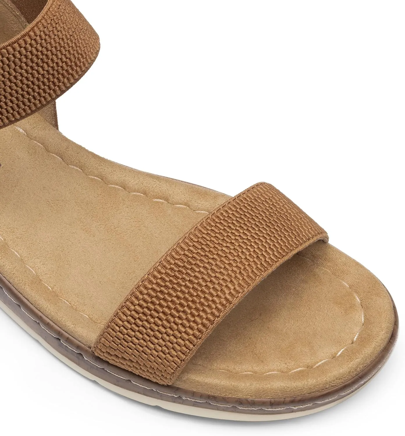 DREAM PAIRS Women's Comfortable Dressy Cork Low Wedge Heels Cute Summer One Band Casual Flat Sandals with Adjustable Ankle Strap