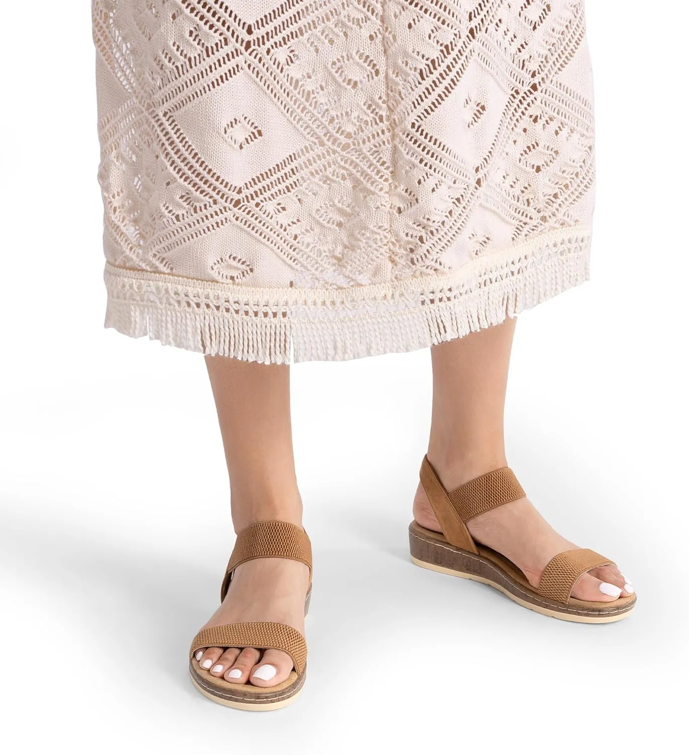 DREAM PAIRS Women's Comfortable Dressy Cork Low Wedge Heels Cute Summer One Band Casual Flat Sandals with Adjustable Ankle Strap