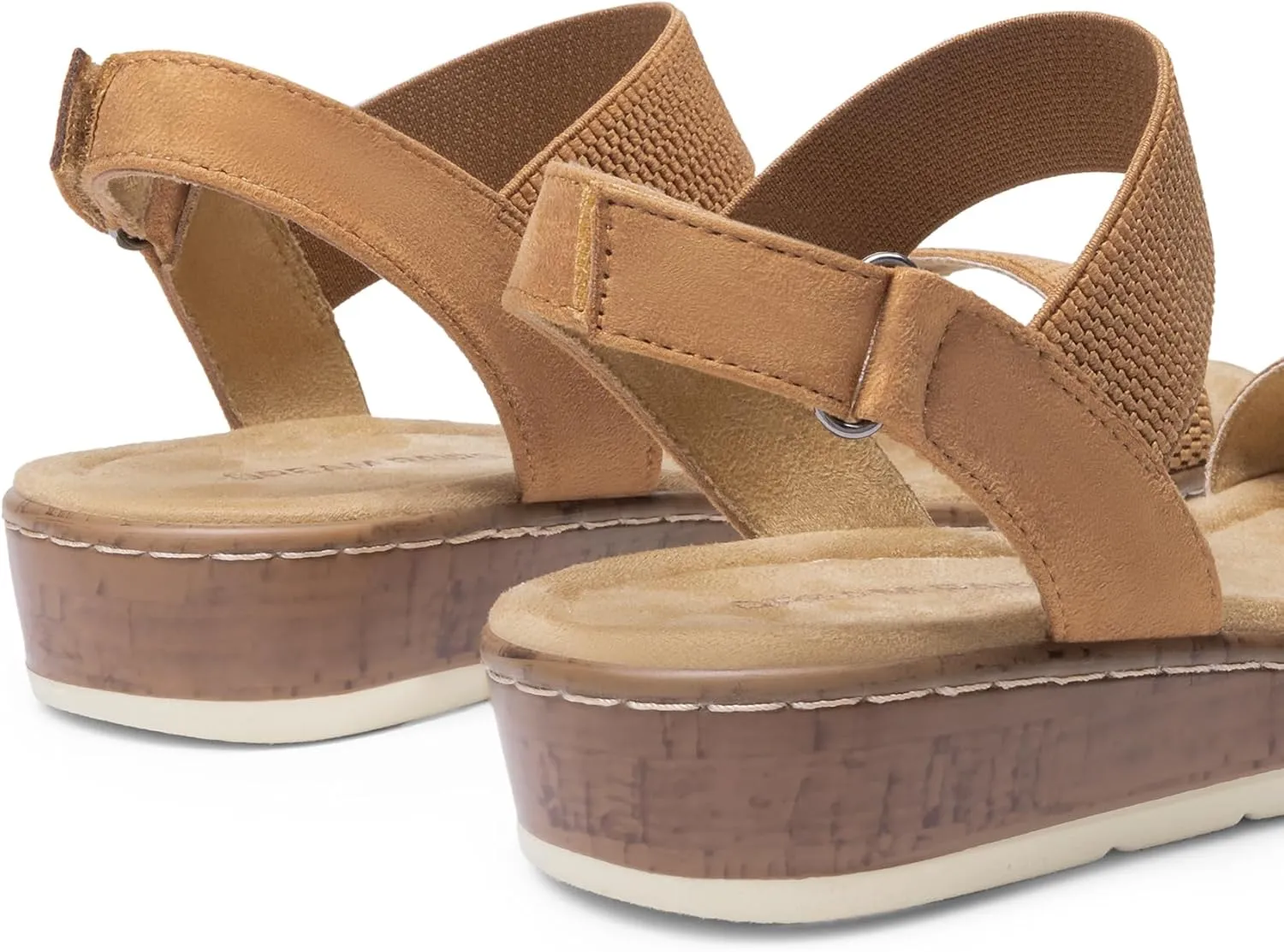 DREAM PAIRS Women's Comfortable Dressy Cork Low Wedge Heels Cute Summer One Band Casual Flat Sandals with Adjustable Ankle Strap
