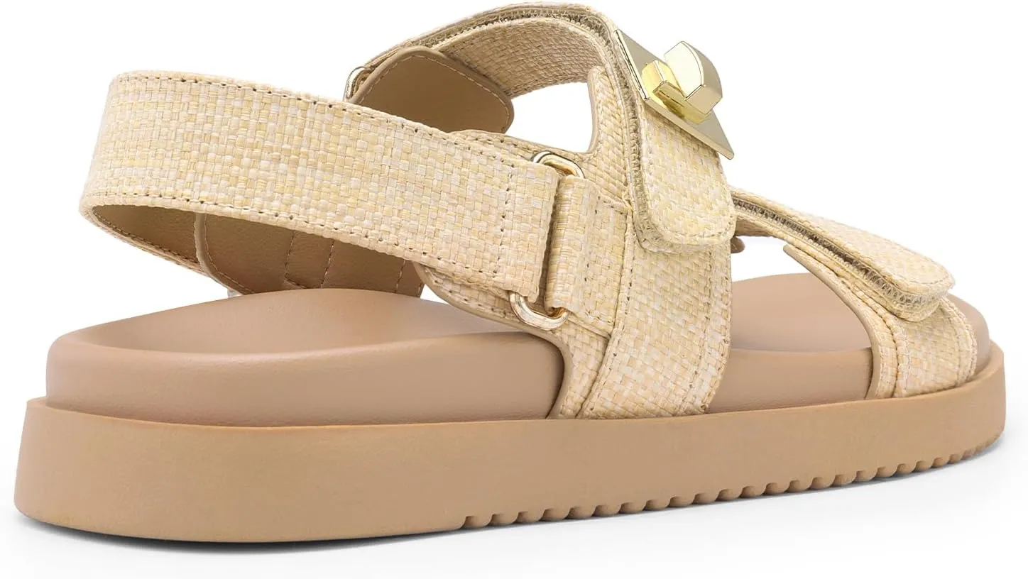 DREAM PAIRS Women's Comfortable Open Toe Flat Sandals Fashion One Band Summer Dessy Sandals