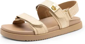 DREAM PAIRS Women's Comfortable Open Toe Flat Sandals Fashion One Band Summer Dessy Sandals