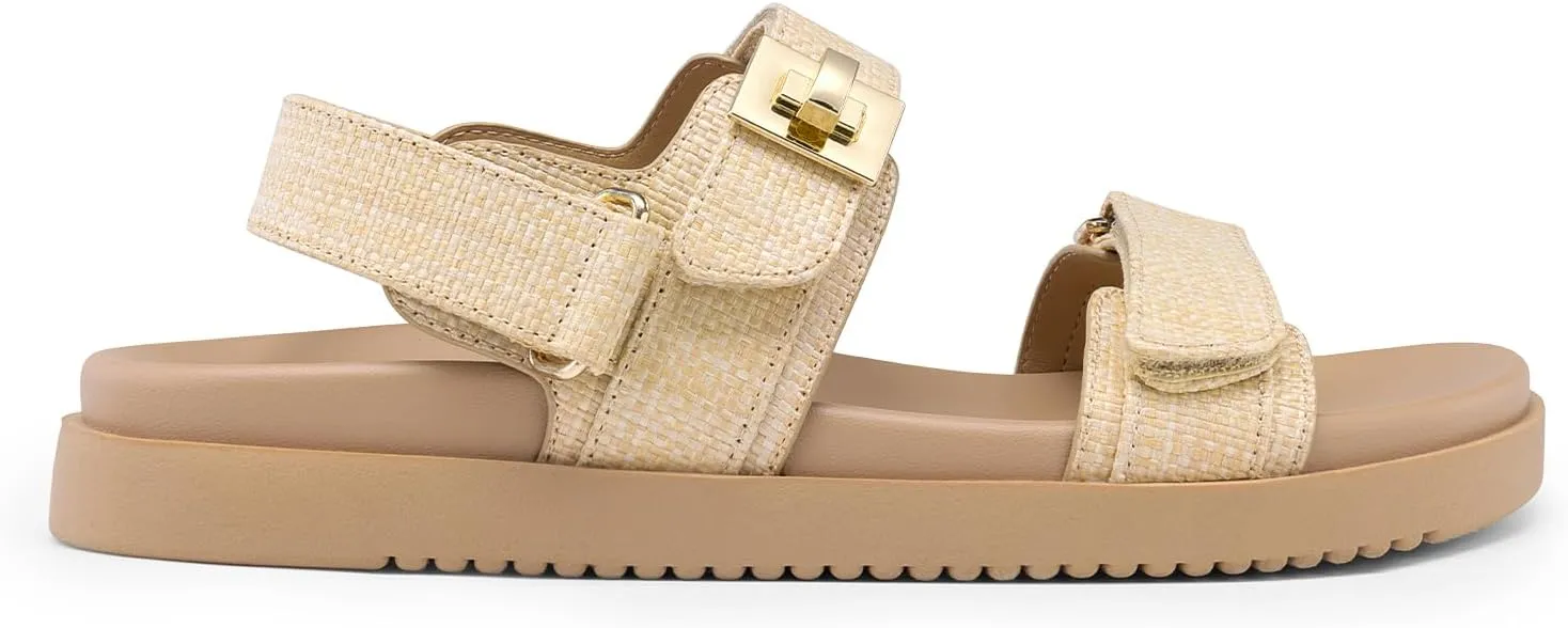 DREAM PAIRS Women's Comfortable Open Toe Flat Sandals Fashion One Band Summer Dessy Sandals