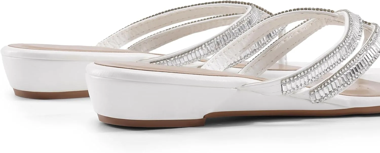 DREAM PAIRS Women's Fashion Rhinestones Design Slides Sandals