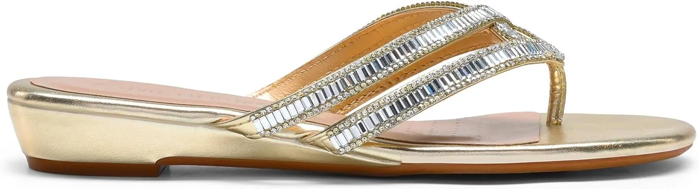 DREAM PAIRS Women's Fashion Rhinestones Design Slides Sandals