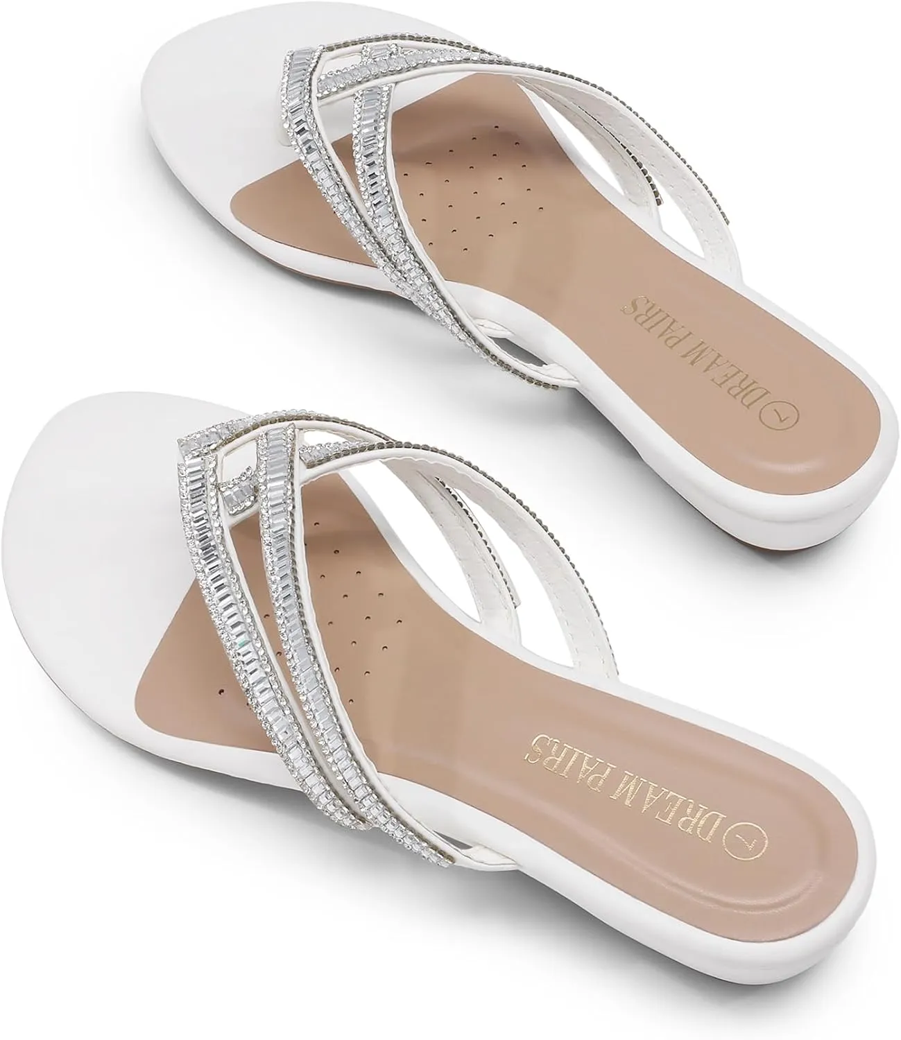 DREAM PAIRS Women's Fashion Rhinestones Design Slides Sandals