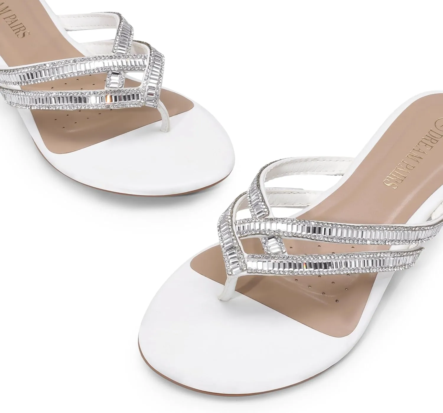 DREAM PAIRS Women's Fashion Rhinestones Design Slides Sandals