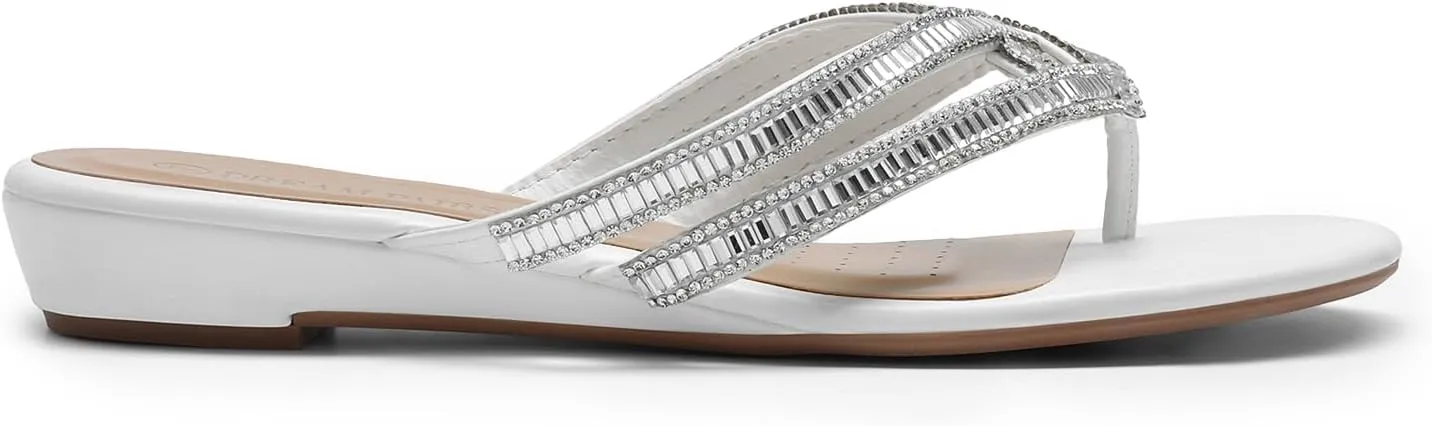 DREAM PAIRS Women's Fashion Rhinestones Design Slides Sandals