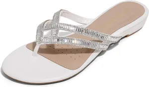 DREAM PAIRS Women's Fashion Rhinestones Design Slides Sandals