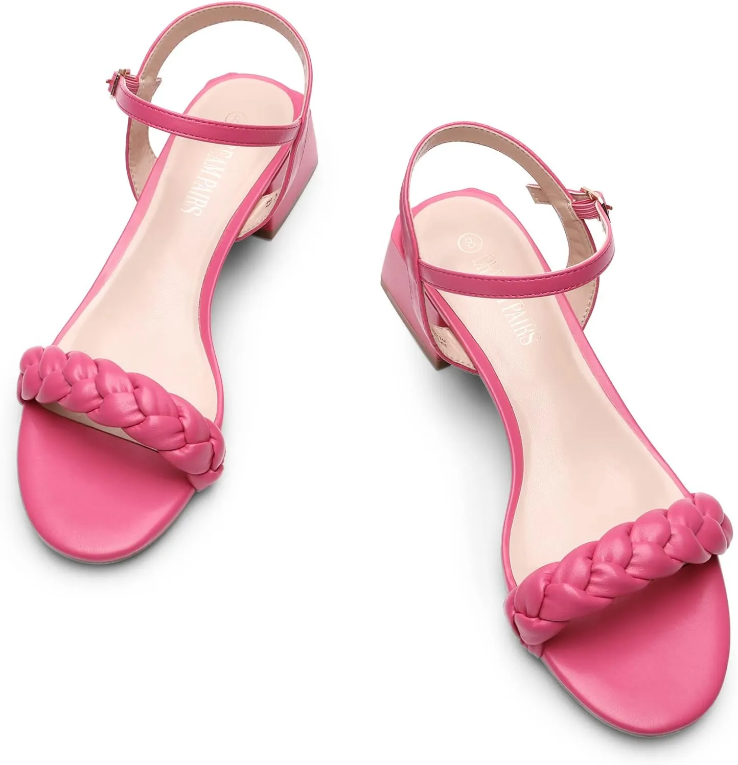 DREAM PAIRS Women's Low Heels for Women Braided Open Toe Ankle Strap Block Chunky Heel Sandals Holiday Party Wedding Dress Pumps Shoes
