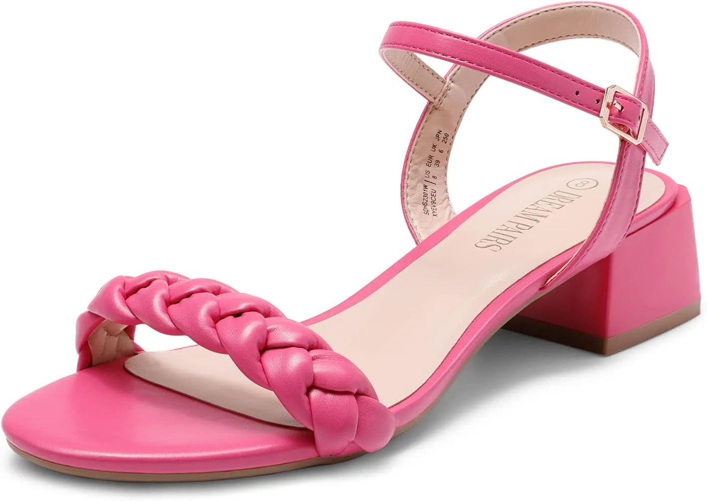 DREAM PAIRS Women's Low Heels for Women Braided Open Toe Ankle Strap Block Chunky Heel Sandals Holiday Party Wedding Dress Pumps Shoes