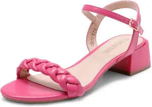 DREAM PAIRS Women's Low Heels for Women Braided Open Toe Ankle Strap Block Chunky Heel Sandals Holiday Party Wedding Dress Pumps Shoes