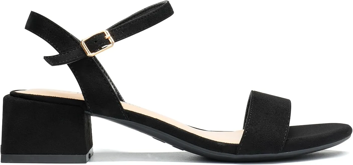 DREAM PAIRS Women's Low Heels for Women Classic Open Toe Ankle Strap Block Chunky Heel Sandals Holiday Party Wedding Dress Pumps Shoes