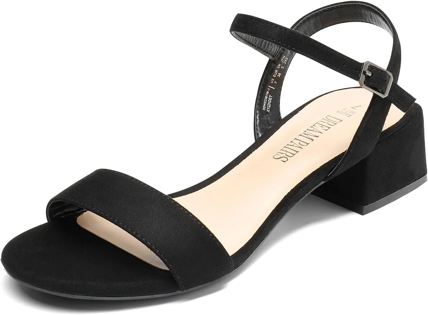DREAM PAIRS Women's Low Heels for Women Classic Open Toe Ankle Strap Block Chunky Heel Sandals Holiday Party Wedding Dress Pumps Shoes