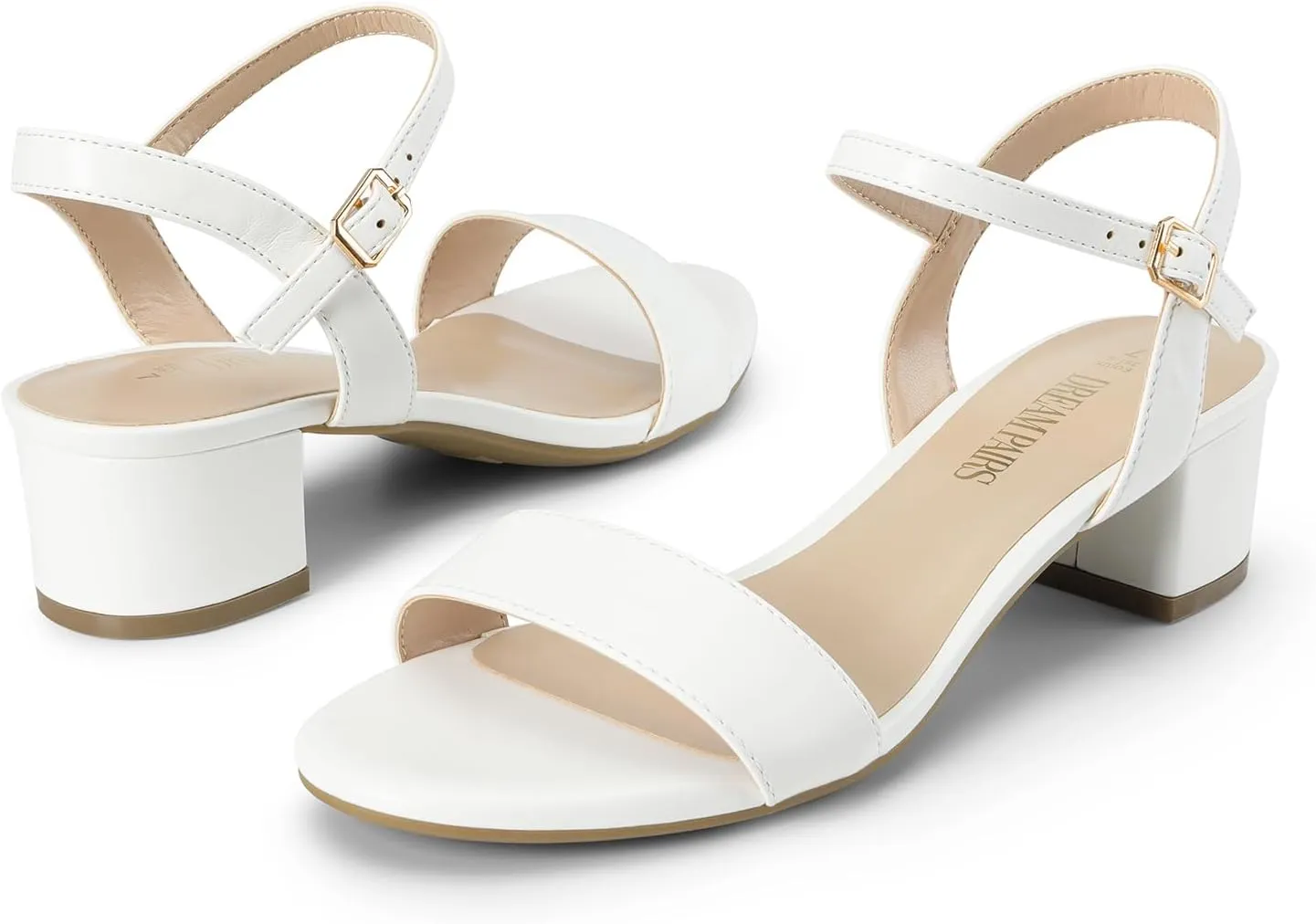 DREAM PAIRS Women's Low Heels for Women Classic Open Toe Ankle Strap Block Chunky Heel Sandals Holiday Party Wedding Dress Pumps Shoes