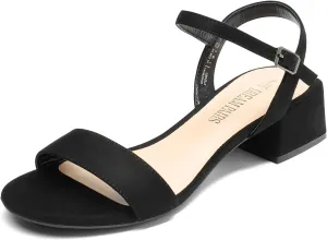 DREAM PAIRS Women's Low Heels for Women Classic Open Toe Ankle Strap Block Chunky Heel Sandals Holiday Party Wedding Dress Pumps Shoes