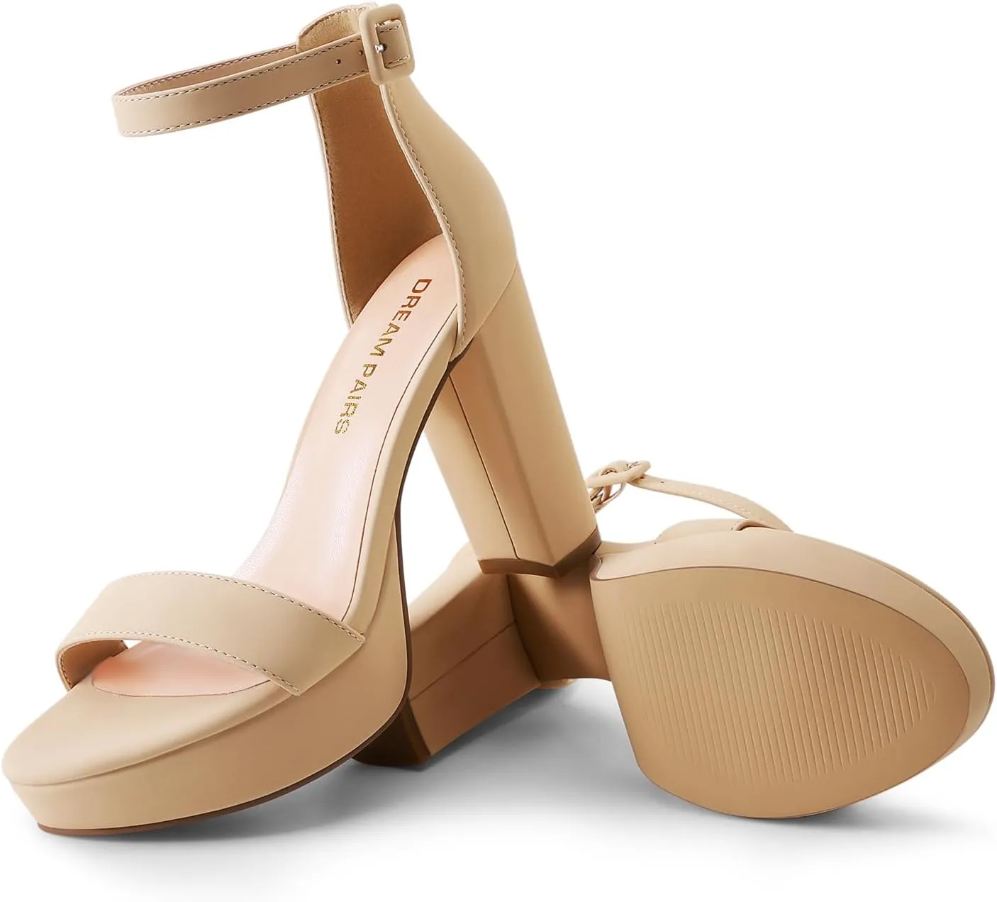 DREAM PAIRS Women's Platform Chunky High Heeled Sandals Open Toe Block Heels Ankle Strap Dress Shoes for Wedding Party Evening