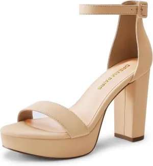 DREAM PAIRS Women's Platform Chunky High Heeled Sandals Open Toe Block Heels Ankle Strap Dress Shoes for Wedding Party Evening