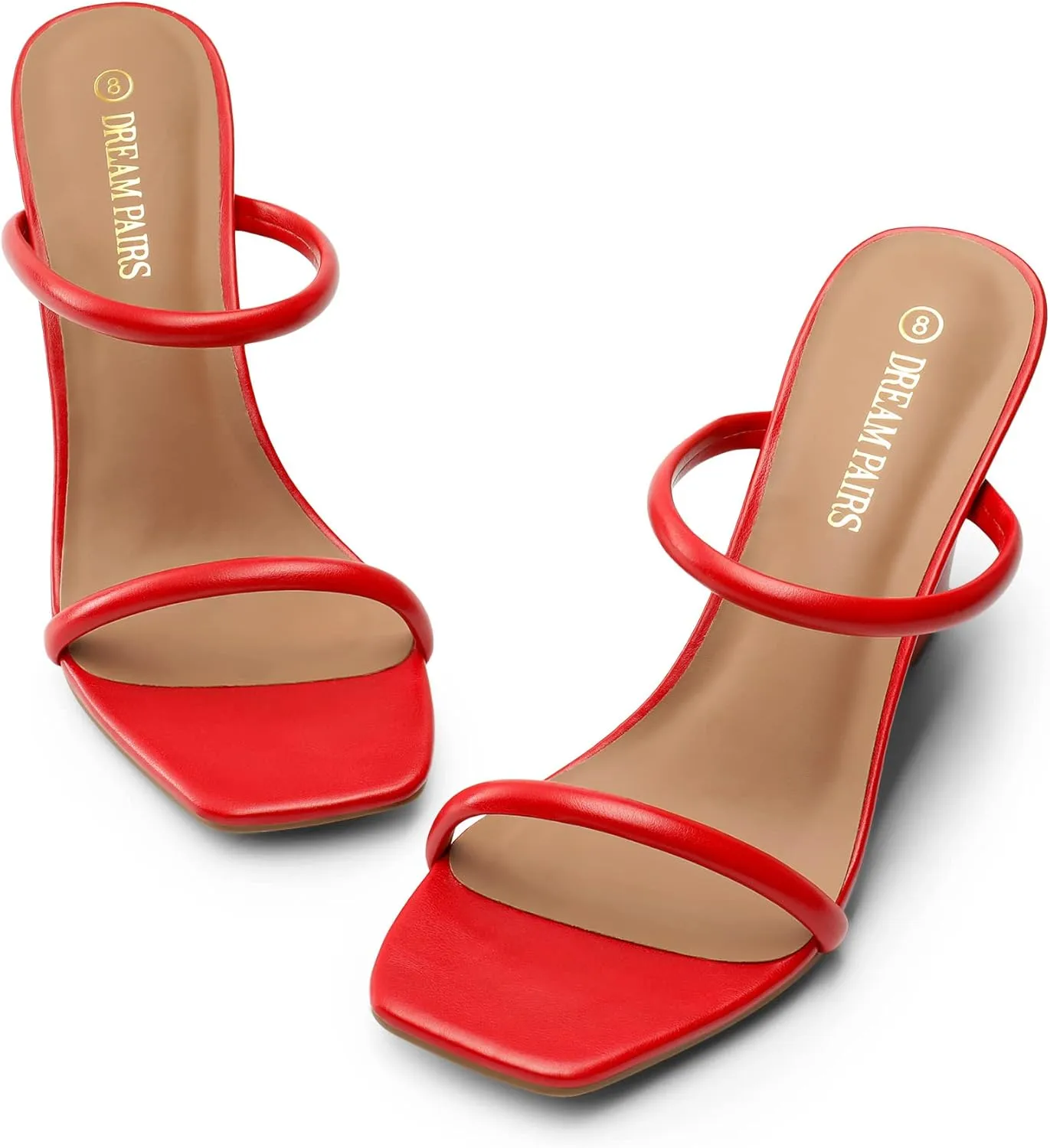 DREAM PAIRS Women's Slides Wedge Sandals Two Strap Square Open Toe Dress Shoes