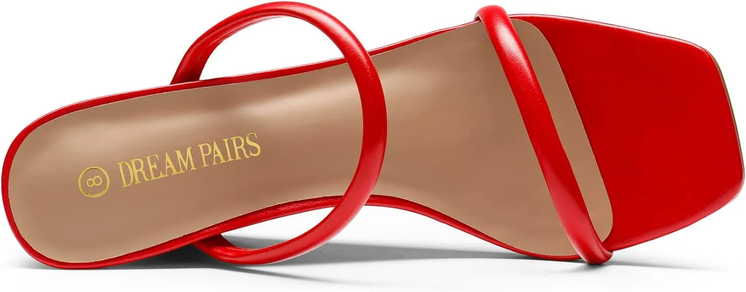 DREAM PAIRS Women's Slides Wedge Sandals Two Strap Square Open Toe Dress Shoes