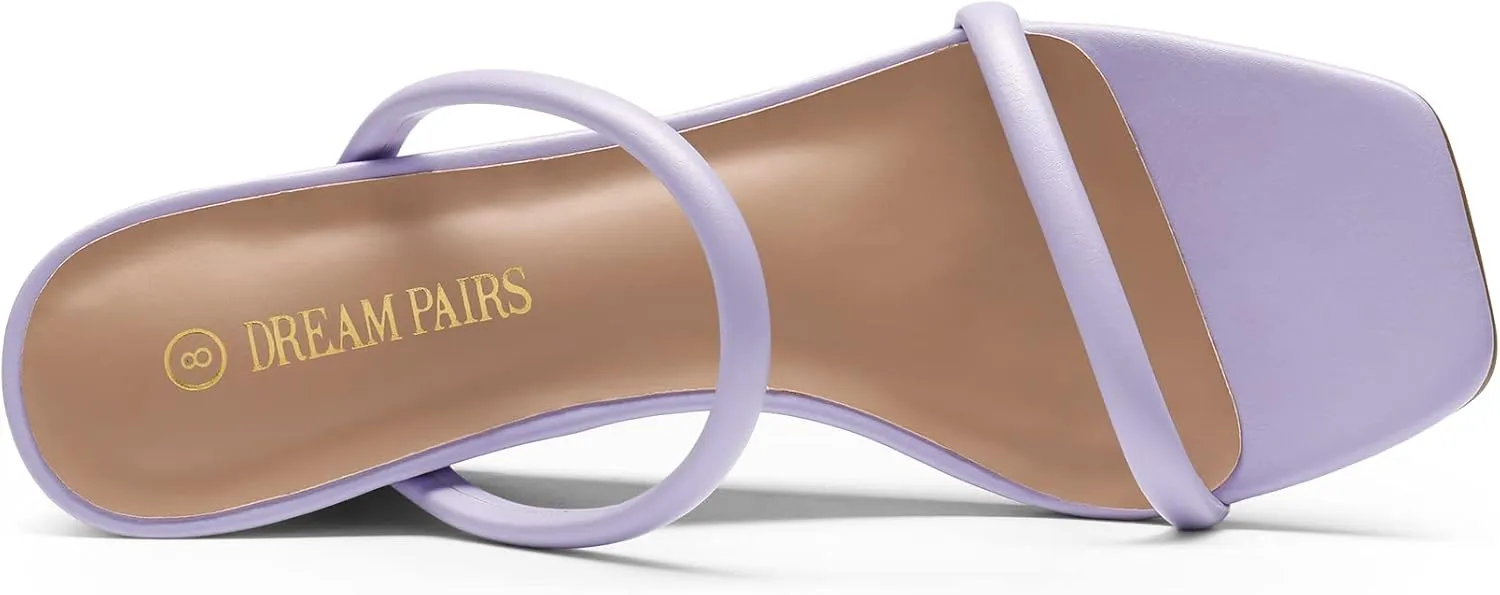DREAM PAIRS Women's Slides Wedge Sandals Two Strap Square Open Toe Dress Shoes