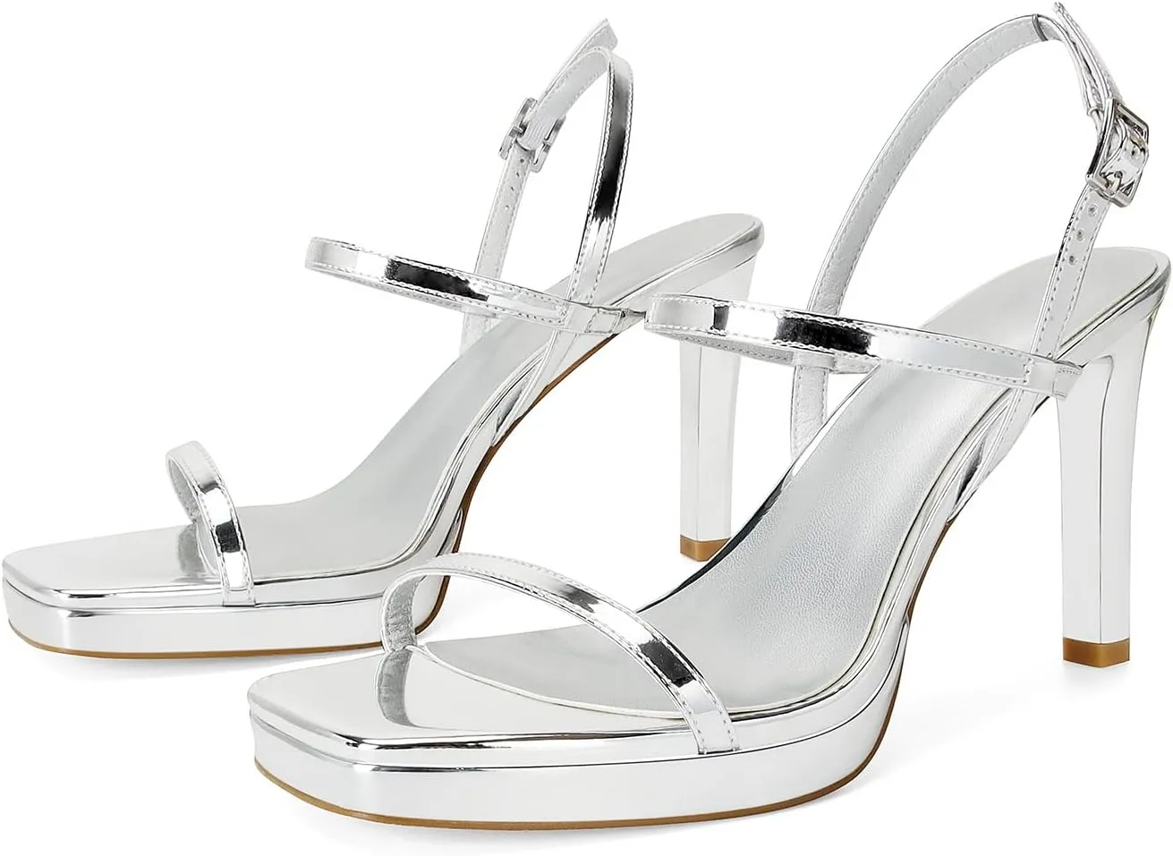 Dsevht Womens Sandals Square Open Toe Chunky High Heels Strappy Ankle Strap Sexy High Heel Sandals for Women