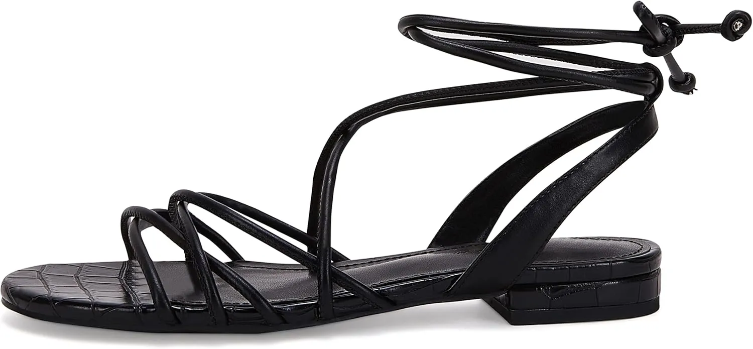 Ermonn Women's Lace-up Flat Sandals Strappy Open Toe Slingback CrissCross Casual Summer Slides
