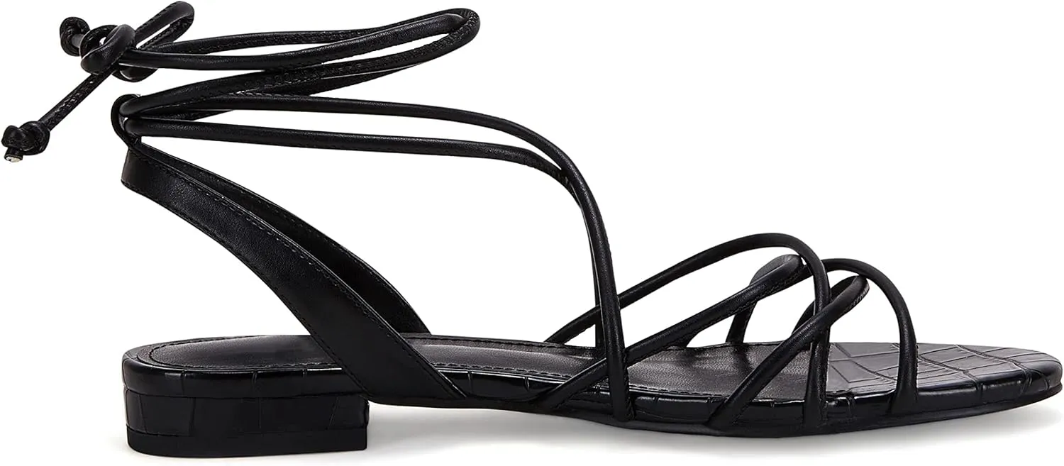 Ermonn Women's Lace-up Flat Sandals Strappy Open Toe Slingback CrissCross Casual Summer Slides