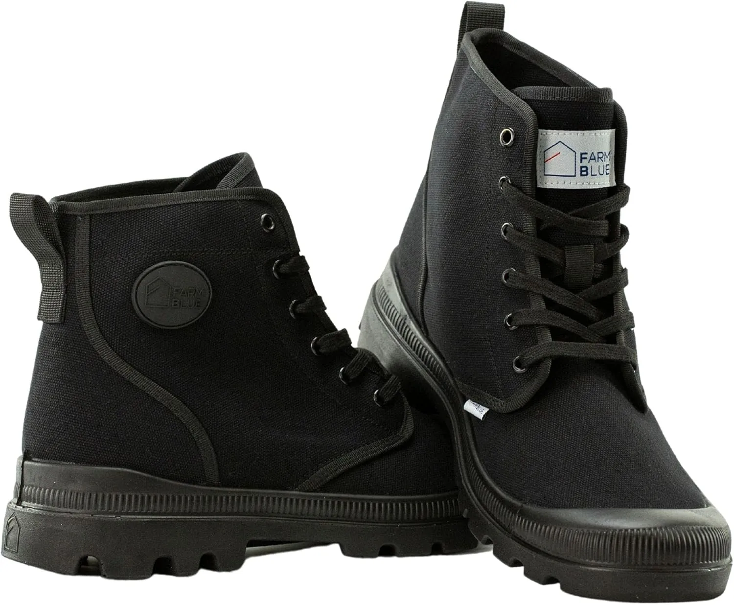 Farm Blue Men's Ranger Boots - High Top Hiking Shoes for Men - Water-Resistant Canvas Combat Boots with Orthotic Insoles - Tactical Shoes for Casual, Work, or Outdoor Wear