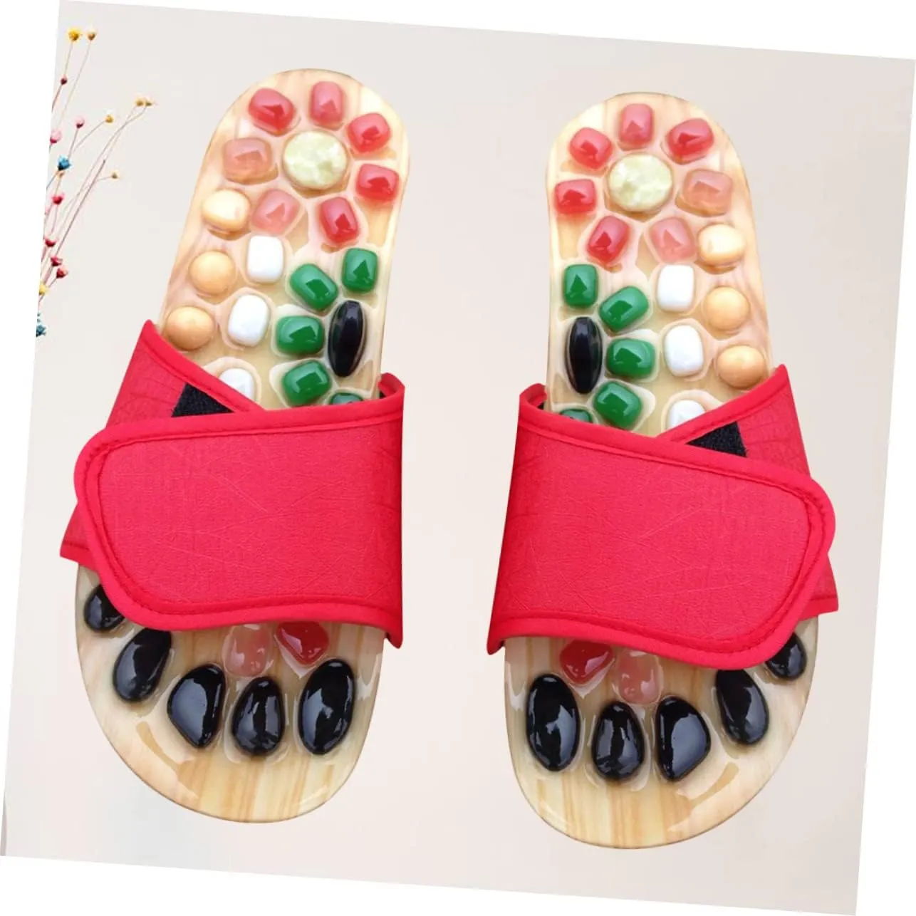 Feet Massage Sliers for Men Women Acupressure Massage Slippers Jade Stones Health Shoes