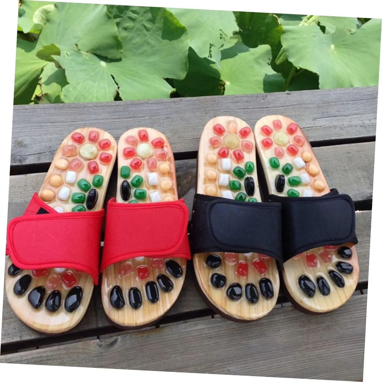Feet Massage Sliers for Men Women Acupressure Massage Slippers Jade Stones Health Shoes